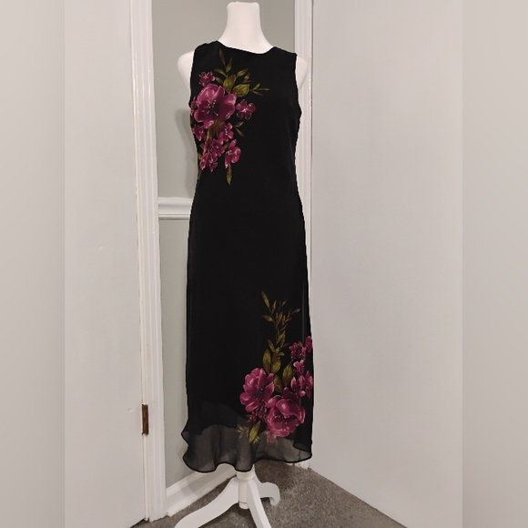 Vintage Dresses & Skirts - Vintage 1990s 2000s Floral Cowl Neck Back Sleeveless Dress